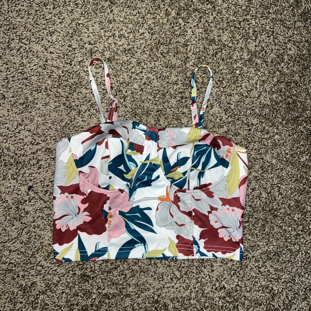 Floral Print Bustier Crop Top